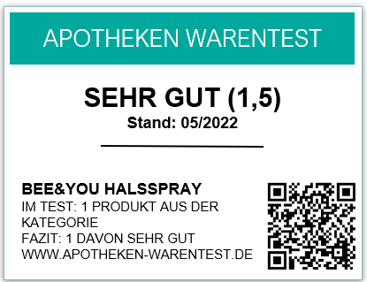 Bee&you Halsspray Q.R Code Mit dem Bee&you Halsspray QR Code gelangen Sie direkt auf unseren Bee&you Testbericht